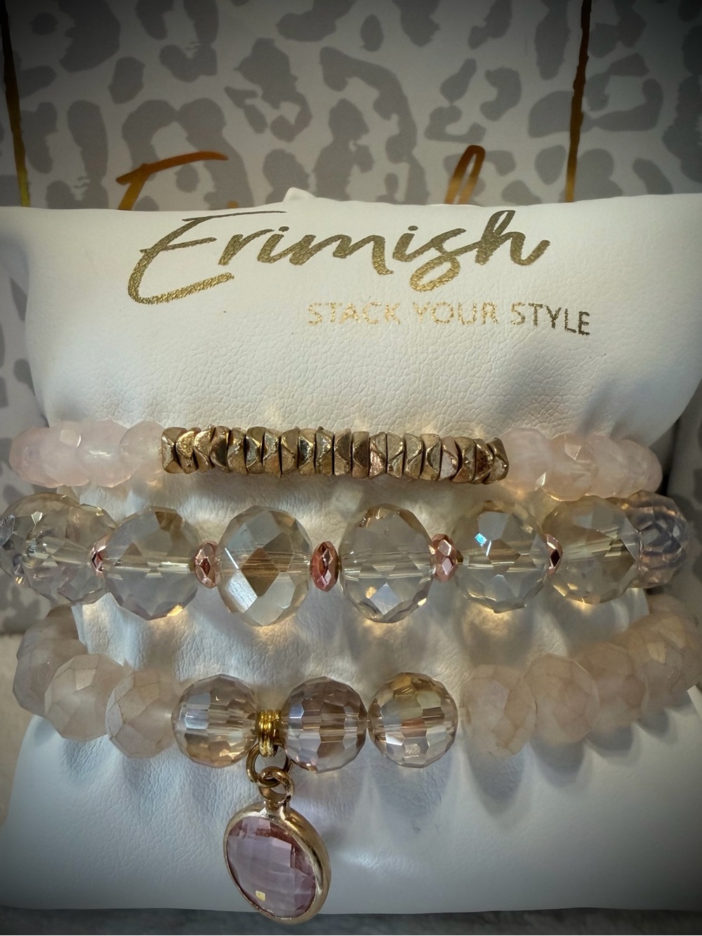 New ERIMISH Bracelets 3 Pc- Pink & Gold - Custom Regular, Kids or Extended Size